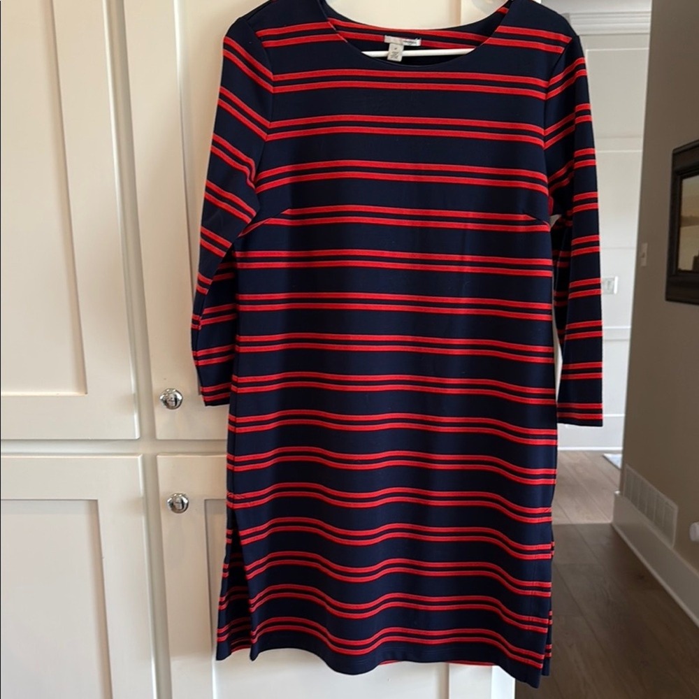 Nordstrom’s Navy Red Stripe‎ Long Sleeve Crew Patriotic Holiday Dress Size M